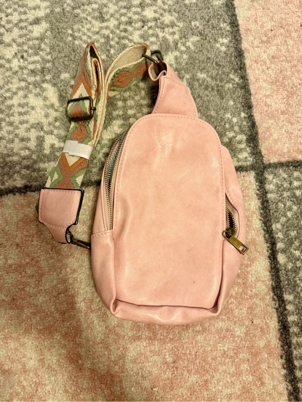 Blush Pink Crossbody Sling Bag - Casual Hands-Free Style